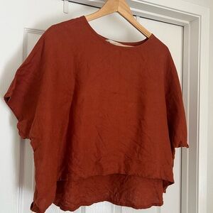 Elizabeth Suzann Linn Tee in Rust Linen, OS